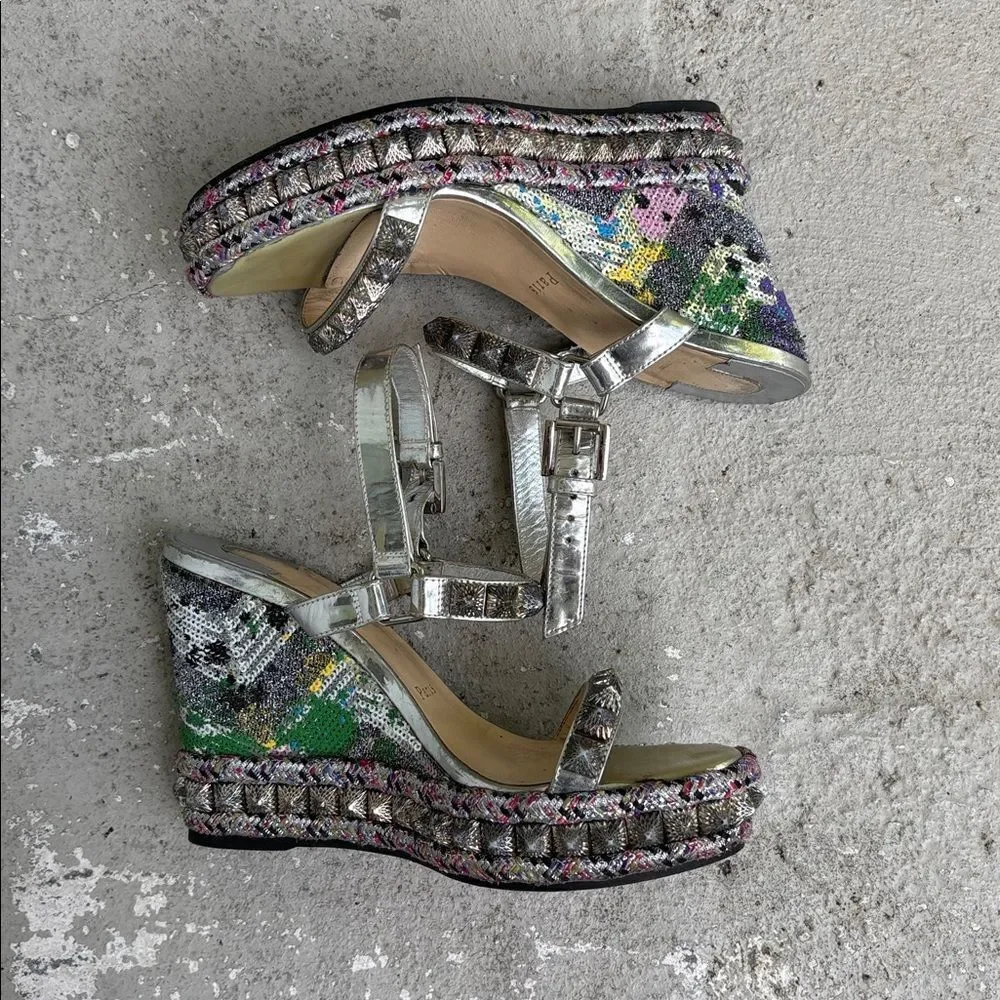 Christian Louboutin Pira Ryad 110 silver sequin platforms